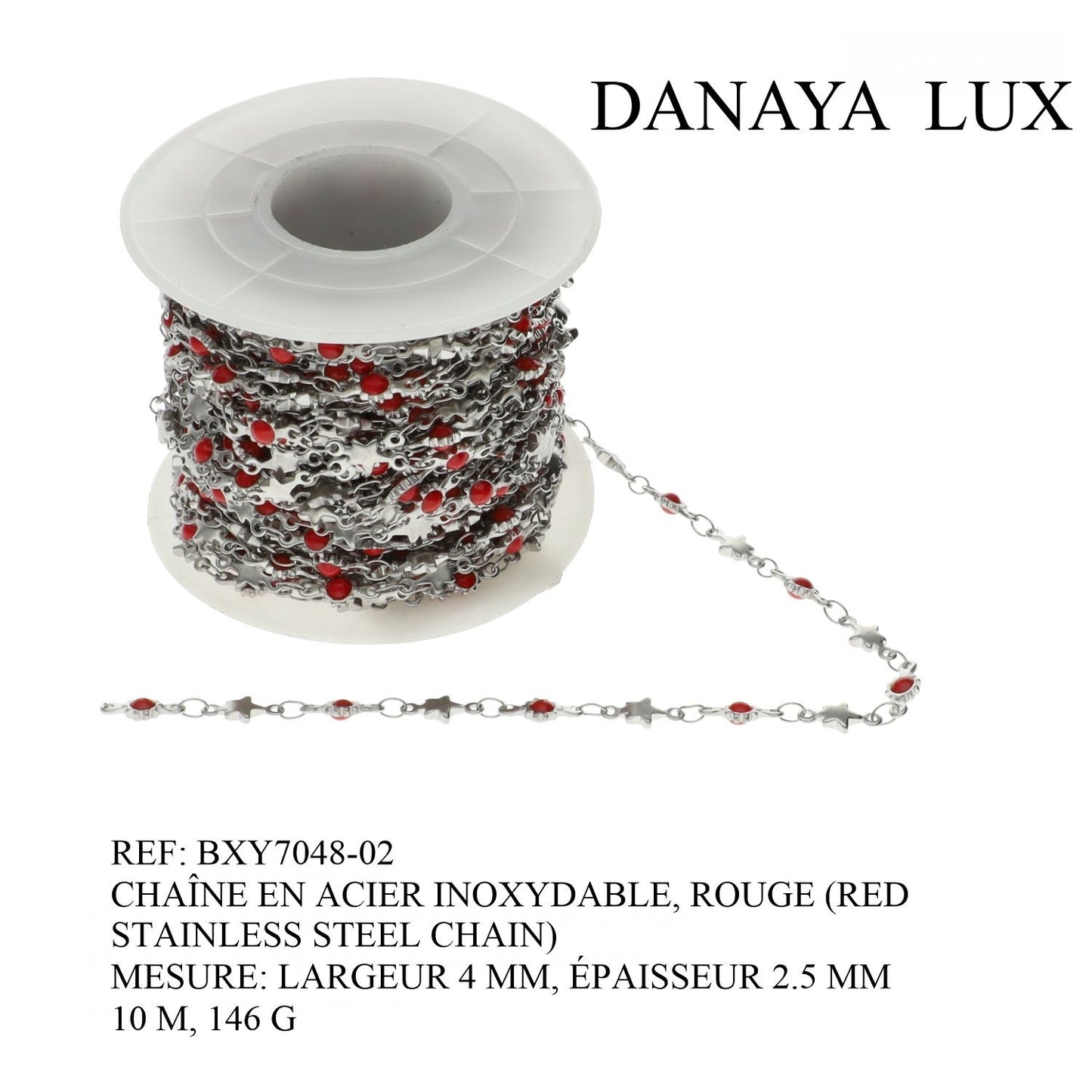 CHAÎNE EN ACIER INOXYDABLE, ROUGE, 4MM