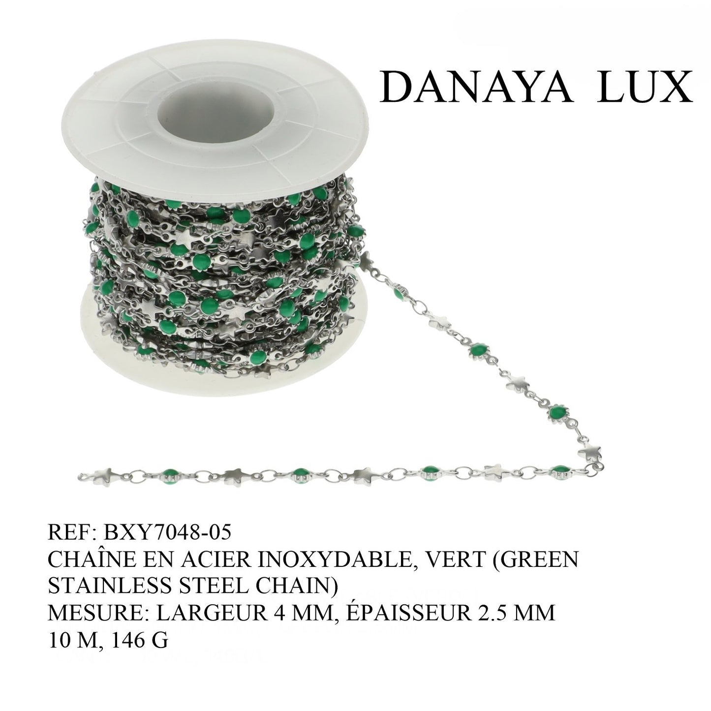 CHAÎNE EN ACIER INOXYDABLE, VERT, 4MM