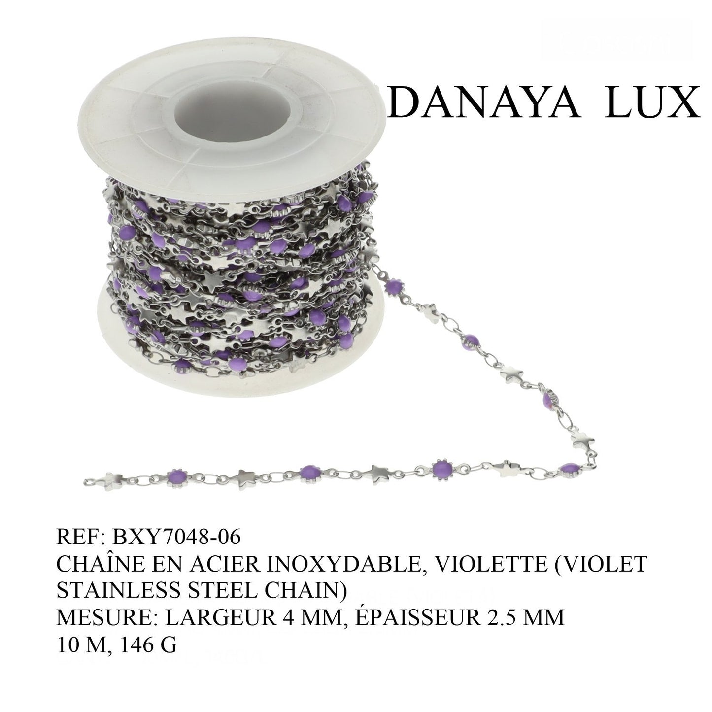 CADENA EN ACIER INOXIDABLE, VIOLETA, 4MM