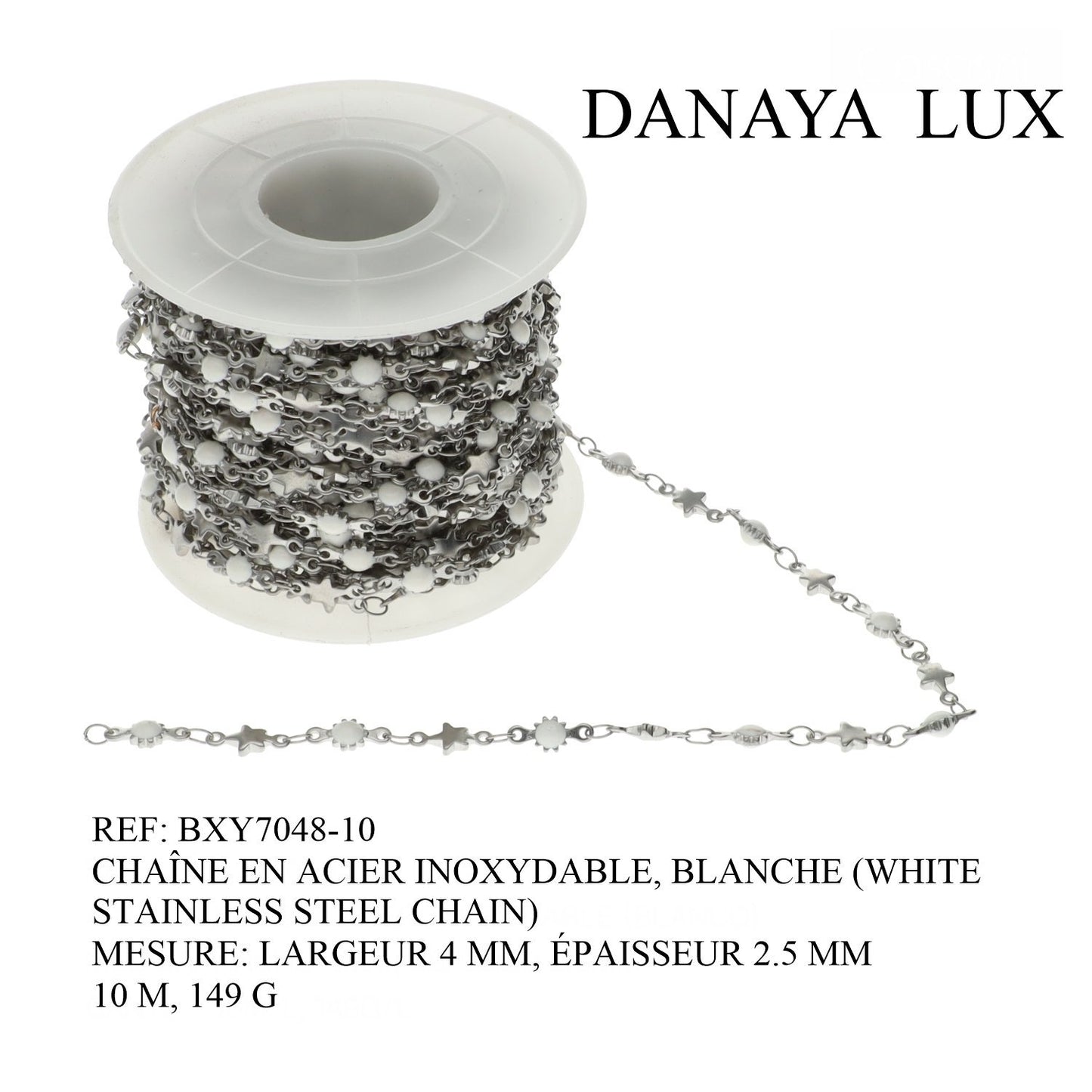 CHAÎNE EN ACIER INOXYDABLE, BLANCHE, 4MM