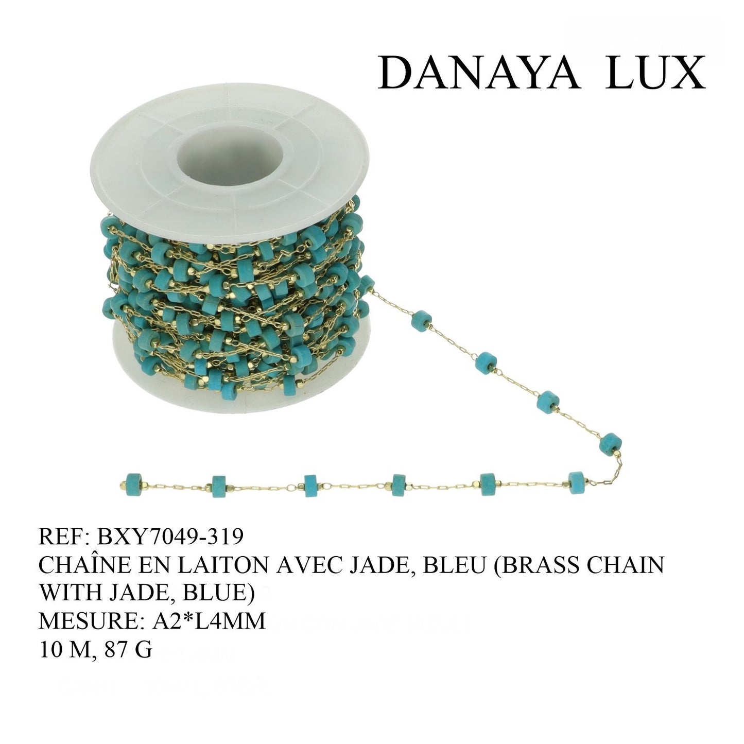 CADENA EN LAITON CON JADE, AZUL A2*L4MM