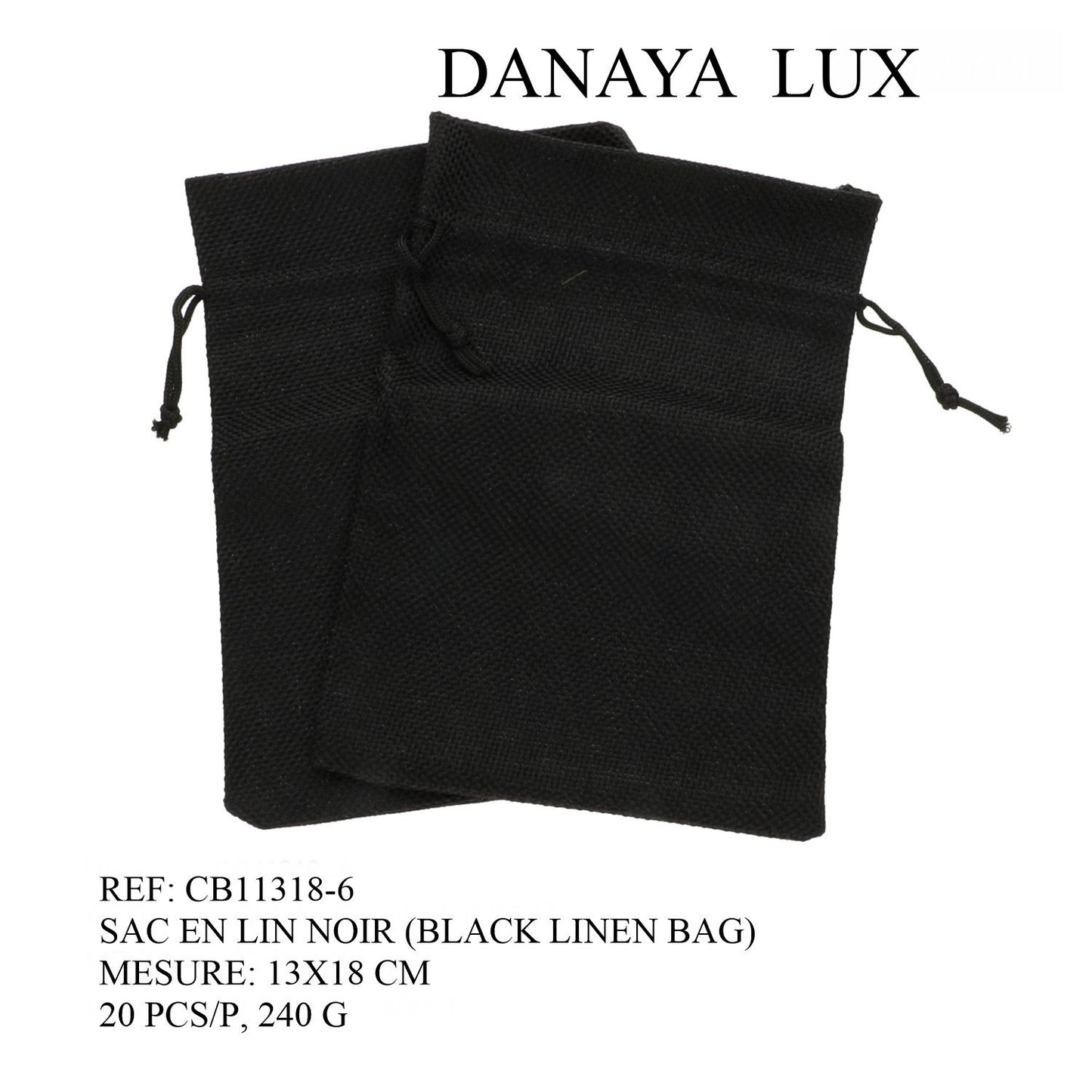SAC EN LIN NOIR 13X18