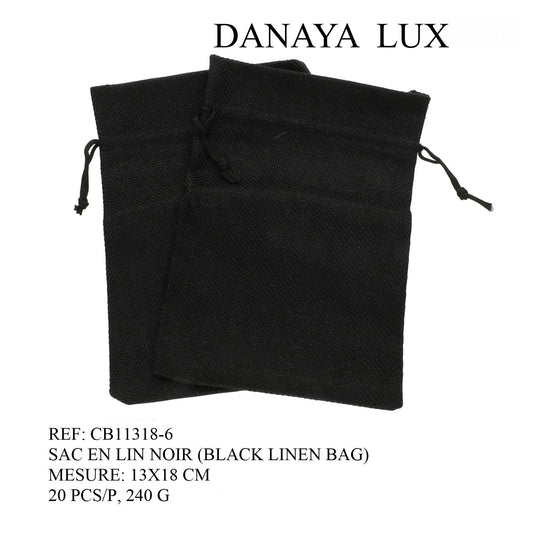 SAC EN LIN NOIR 13X18