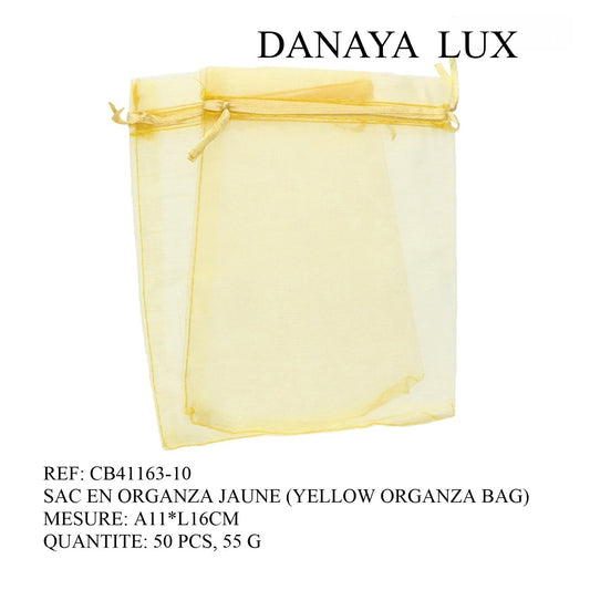 SAC EN ORGANZA JAUNE 11*16