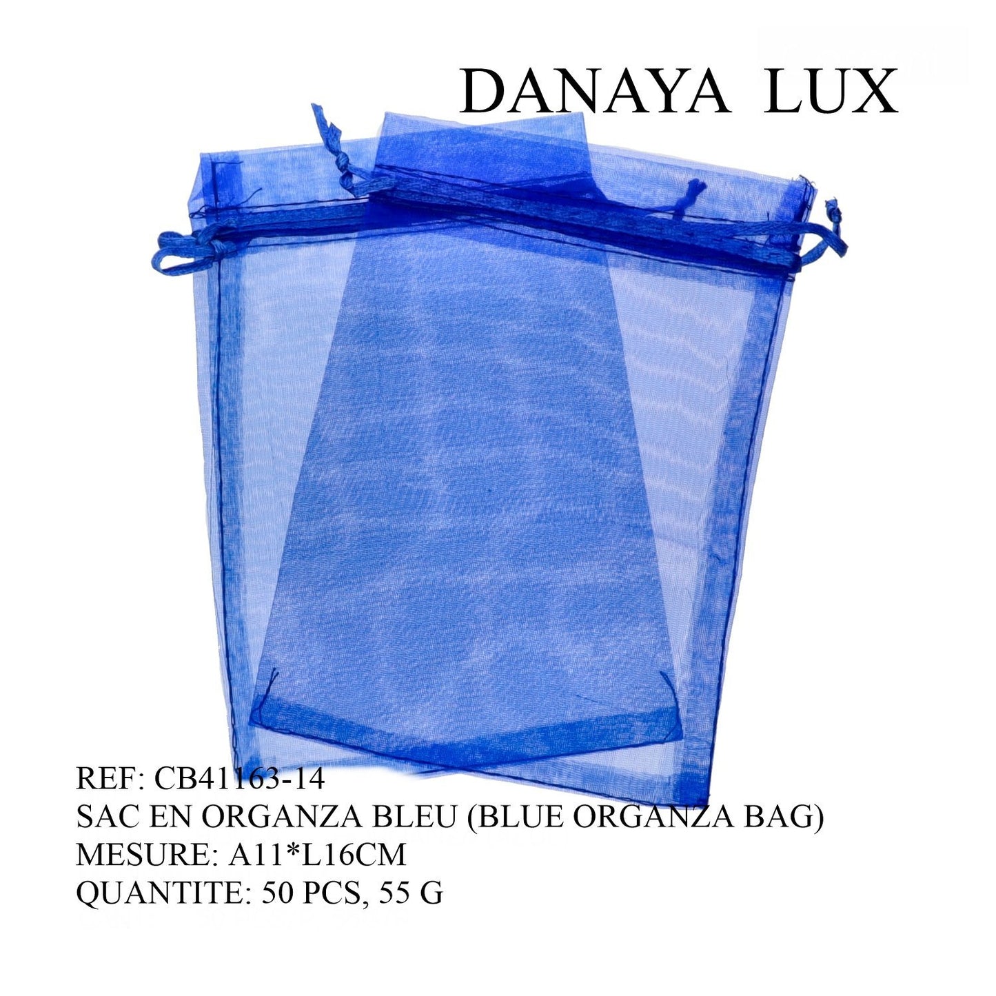 SAC EN ORGANZA BLEU 11*16