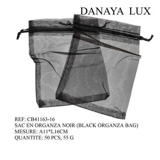 SAC EN ORGANZA NOIR 11*16