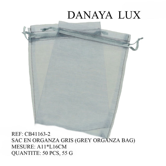 SAC EN ORGANZA GRIS 11*16