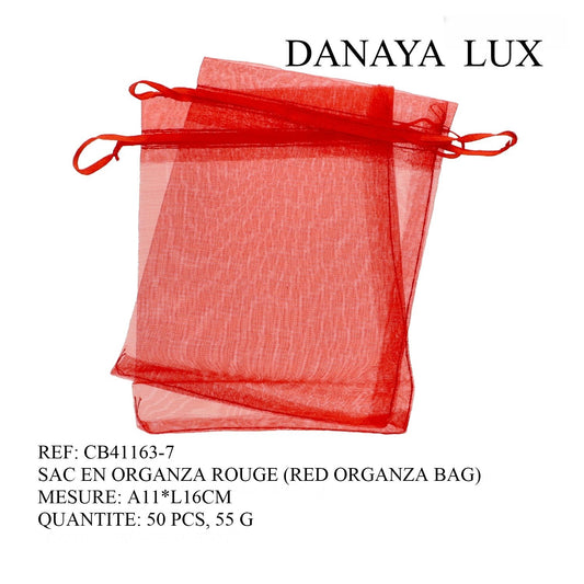 SAC EN ORGANZA ROUGE 11*16