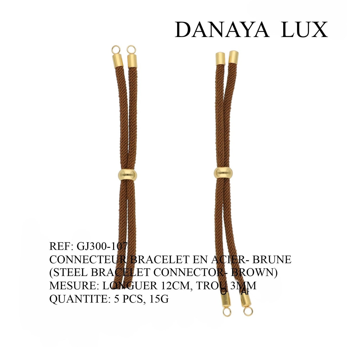 CONNECTEUR DE BRACELET EN ACIER BRUNE, LONG 12CM, QUANTITE.: 5U