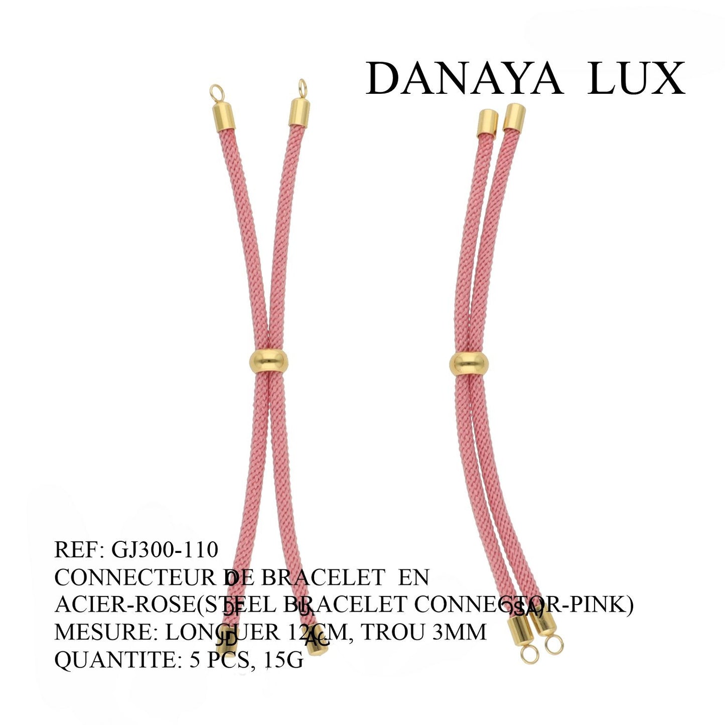 CONNECTEUR DE BRACELET EN ACIER ROSE, LONG 12CM, QUANTITE.: 5U