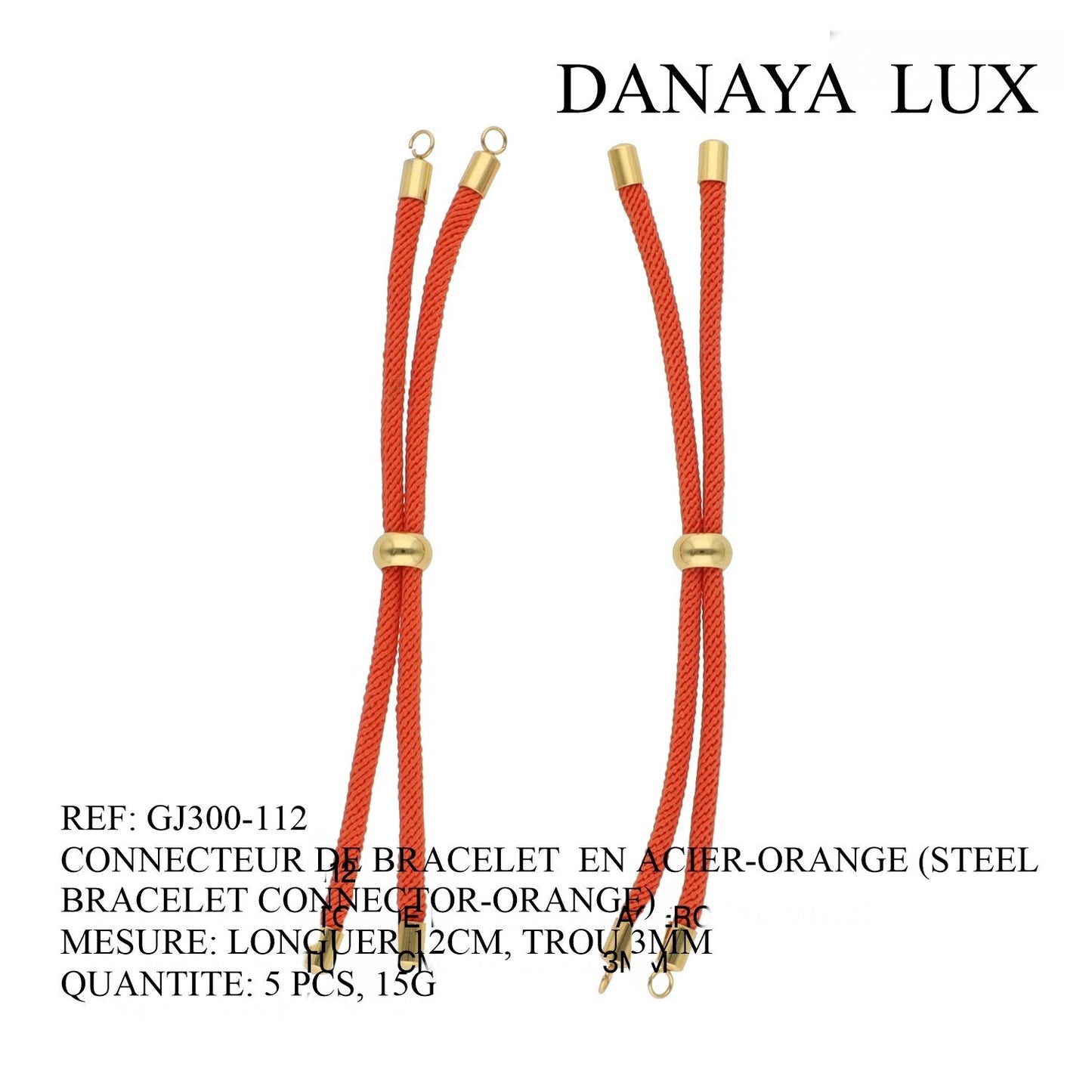 CONNECTEUR DE BRACELET EN ACIER ORANGE, LONG 12CM, QUANTITE.: 5U