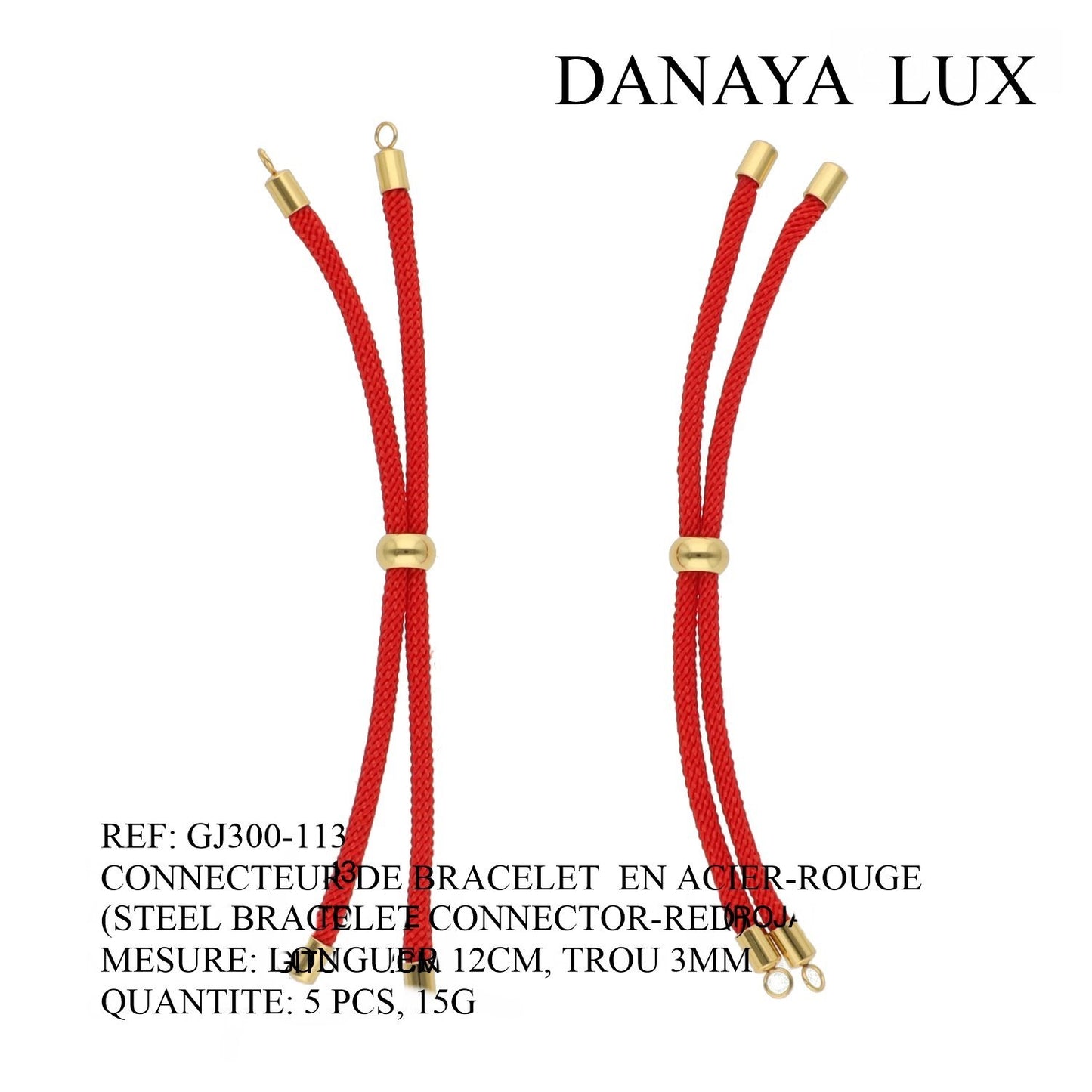 CONNECTEUR DE BRACELET EN ACIER ROUGE, LONG 12CM, QUANTITE.: 5U