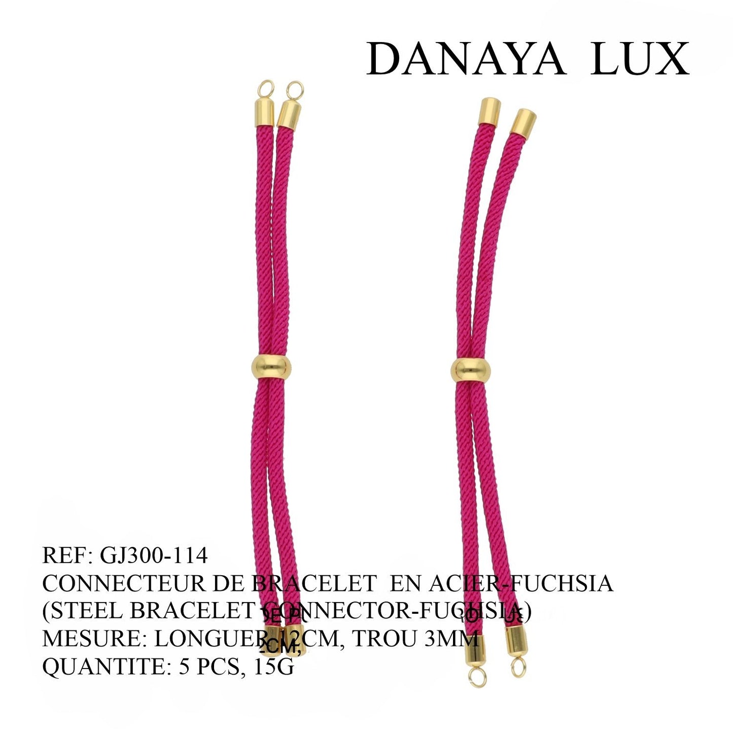 CONNECTEUR DE BRACELET EN ACIER FUCHSIA, LONG 12CM, QUANTITE.: 5U