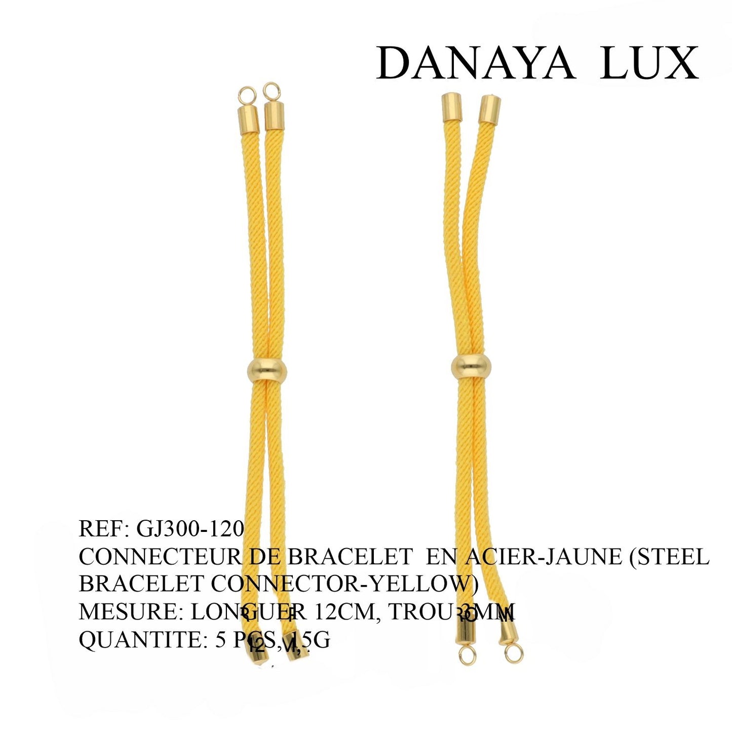 CONNECTEUR DE BRACELET EN ACIER JAUNE, LONG 12CM, QUANTITE.: 5U