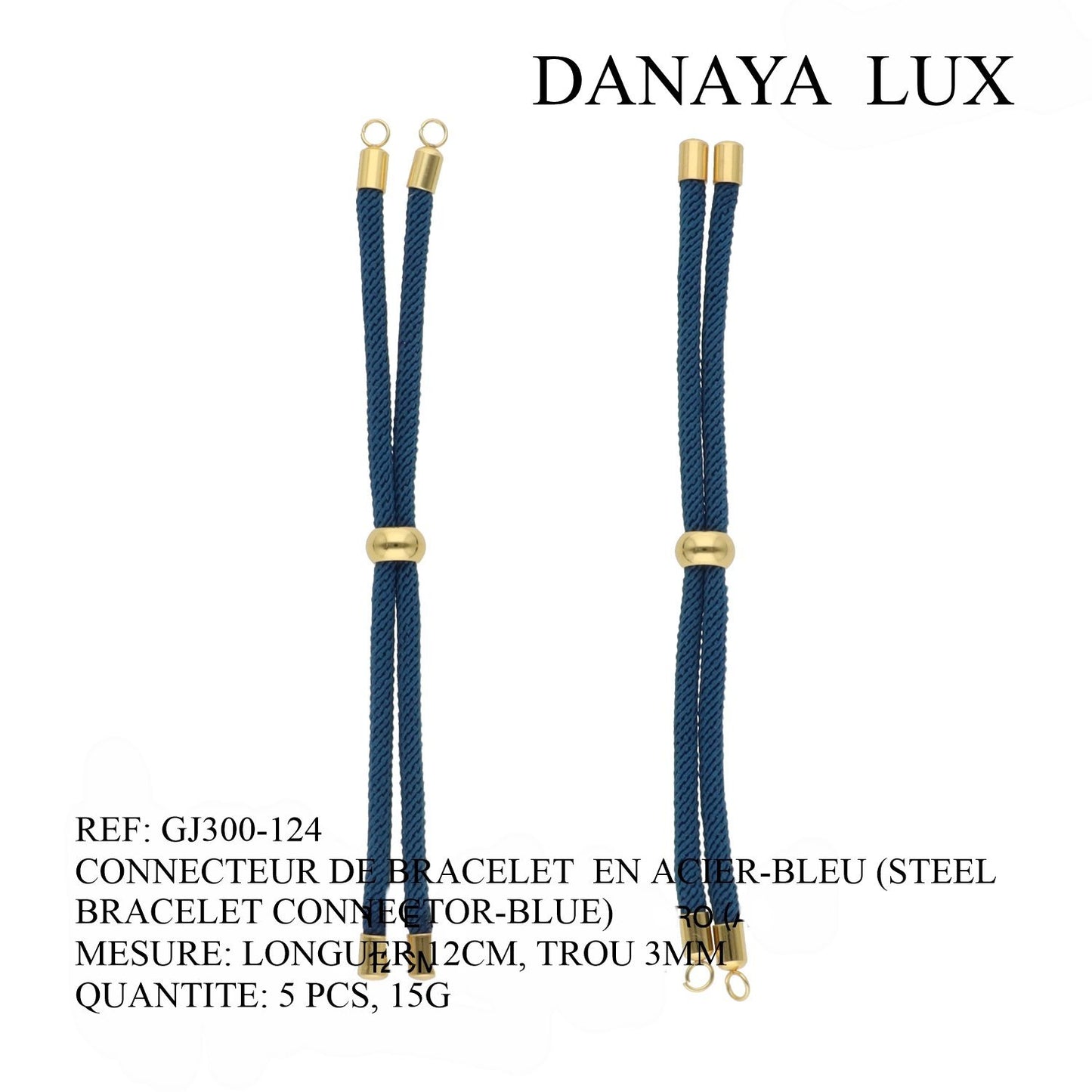 CONNECTEUR DE BRACELET EN ACIER BLEU, LONG 12CM, QUANTITE.: 5U