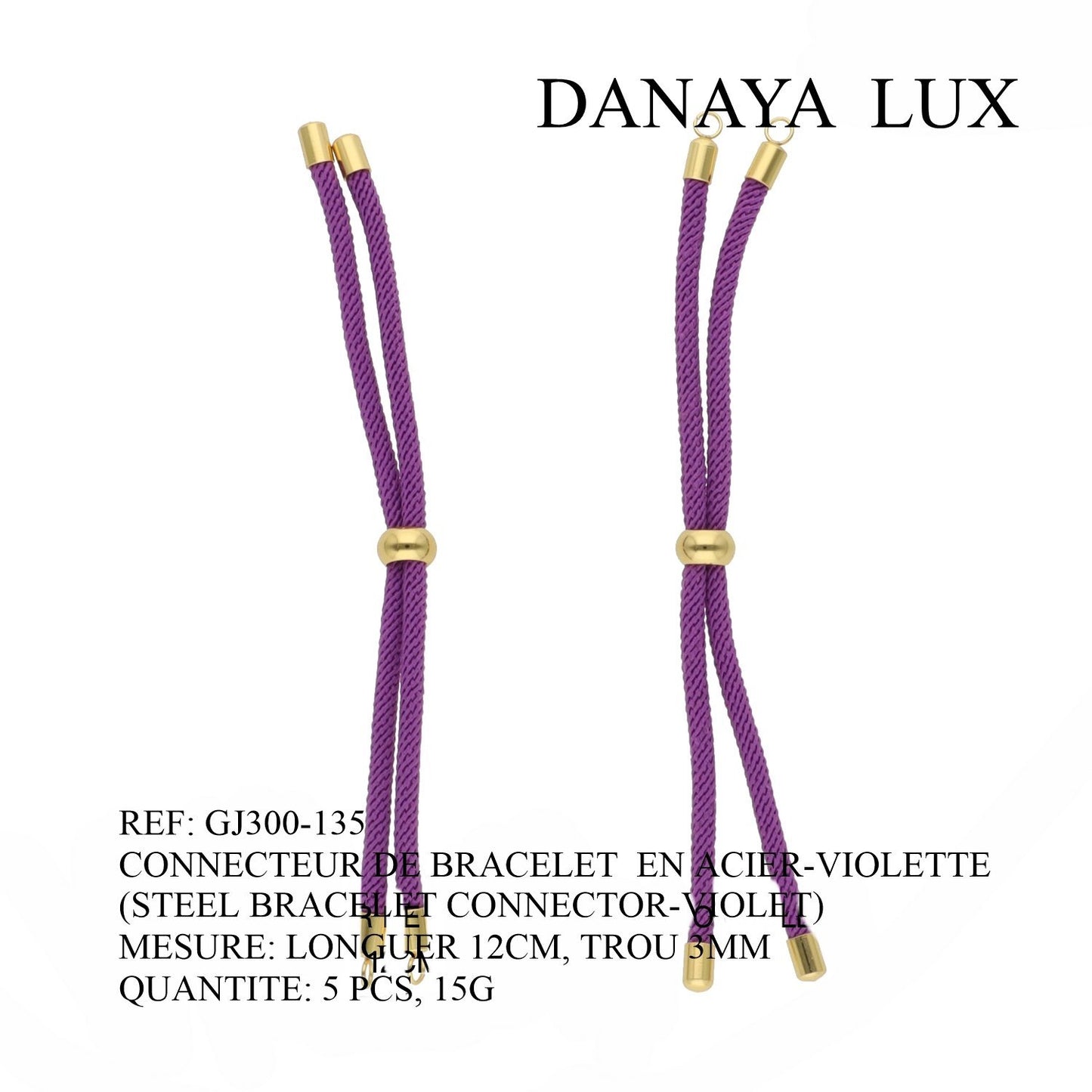 CONNECTEUR DE BRACELET EN ACIER VIOLETTE, LONG 12CM, QUANTITE.: 5U