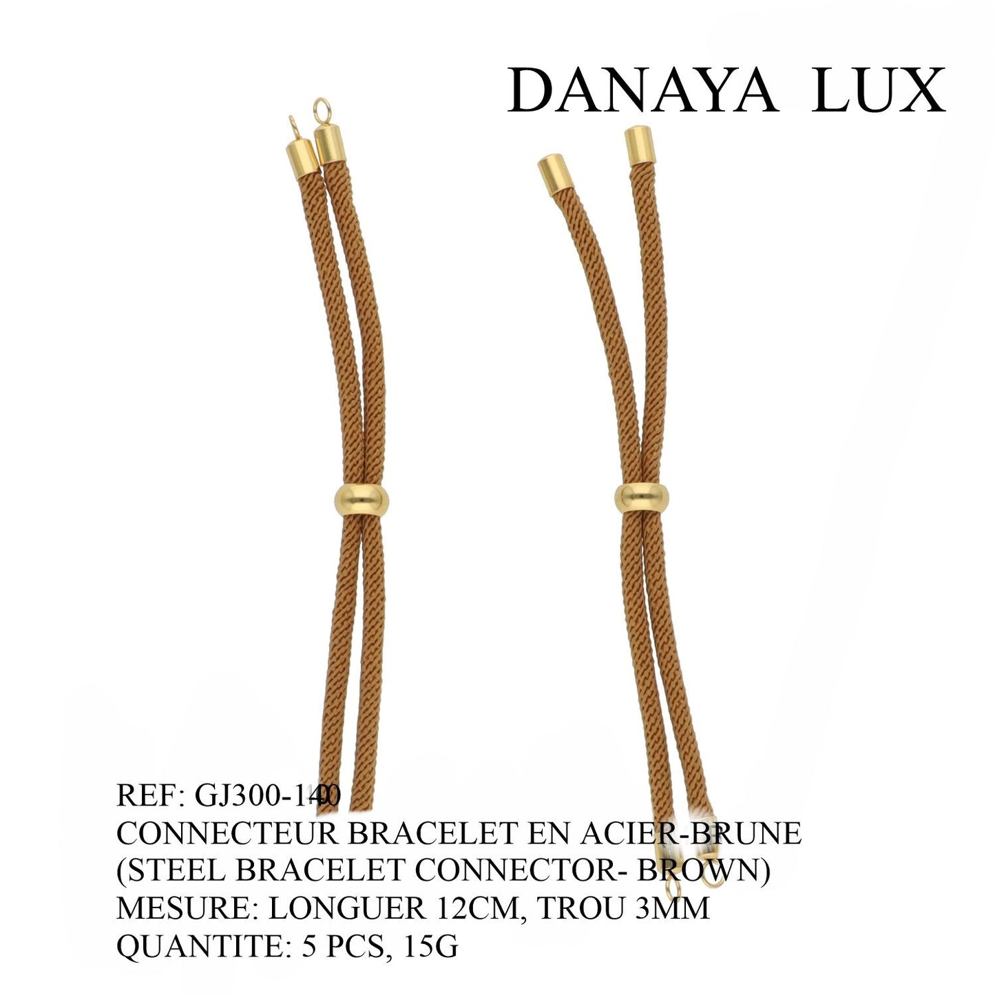 CONNECTEUR DE BRACELET EN ACIER BRUN, LONG 12CM, QUANTITE.: 5U