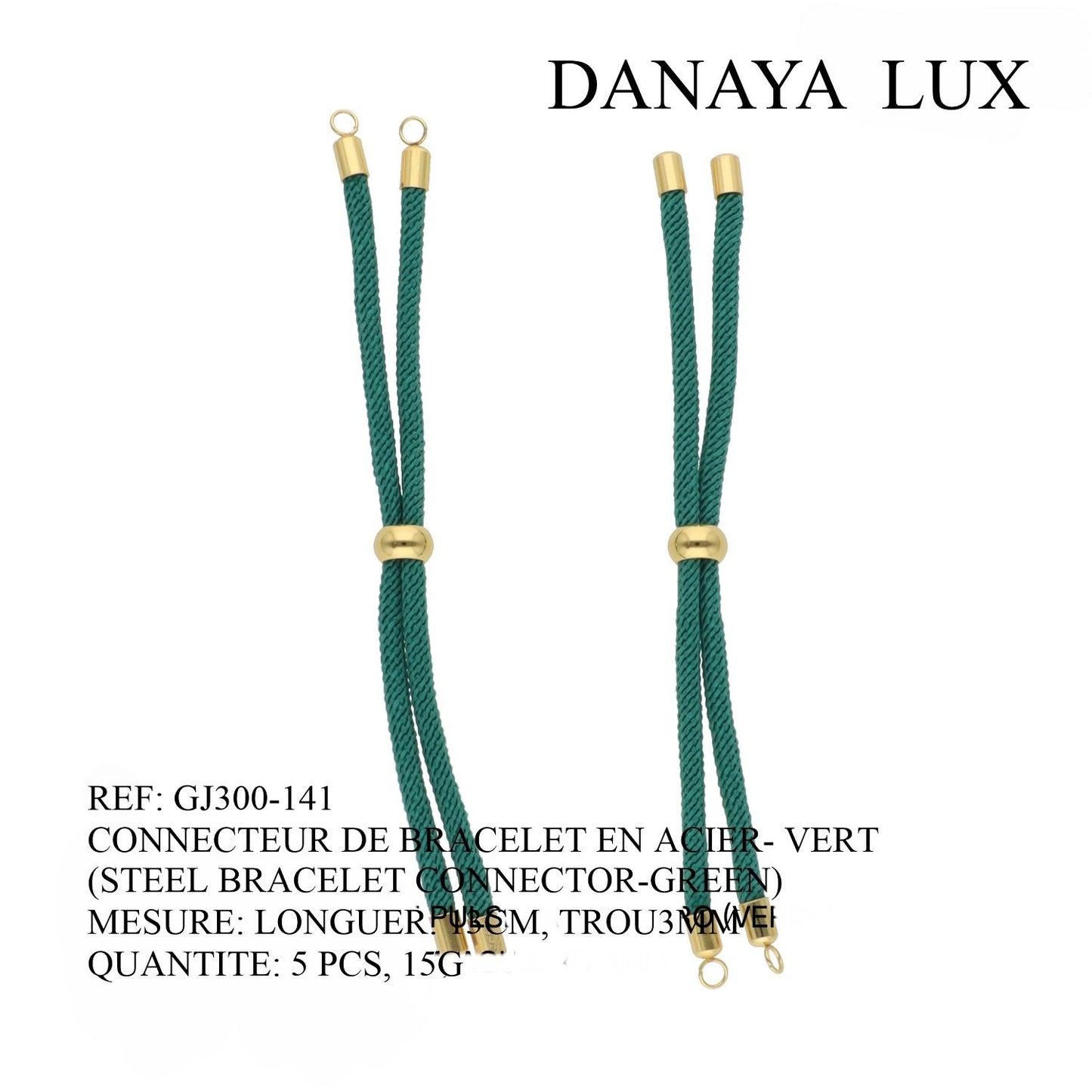 CONECTOR DE PULSERA EN ACIER VERT, LARGO 12CM, CANTIDAD: 5U