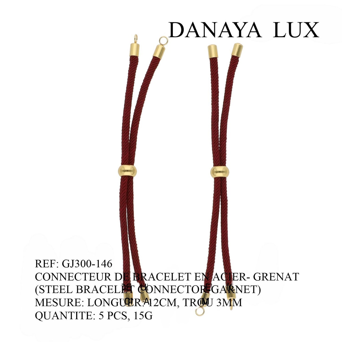 CONECTOR DE PULSERA EN ACIER GRANATE, LARGO 12CM, CANTIDAD.: 5U