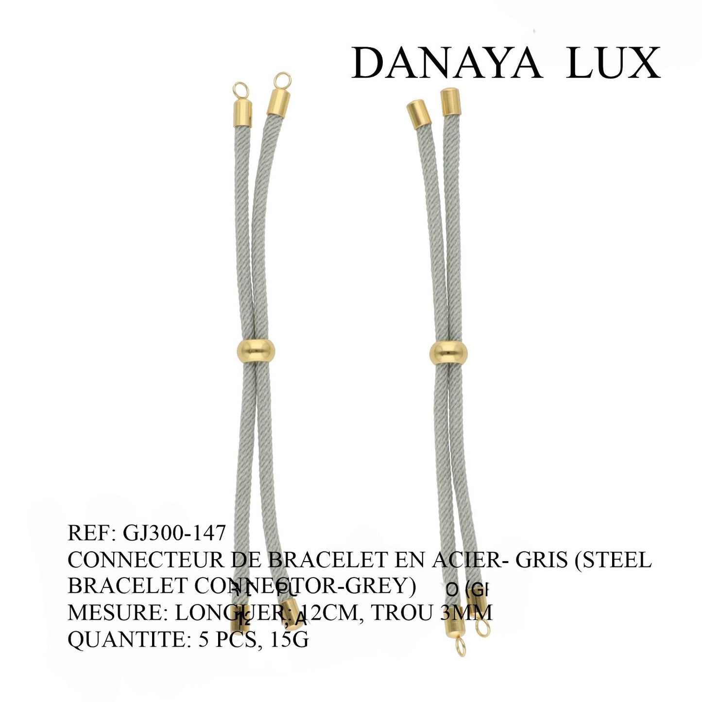 CONNECTEUR DE BRACELET EN ACIER GRIS, LONG 12CM, QUANTITE.: 5U