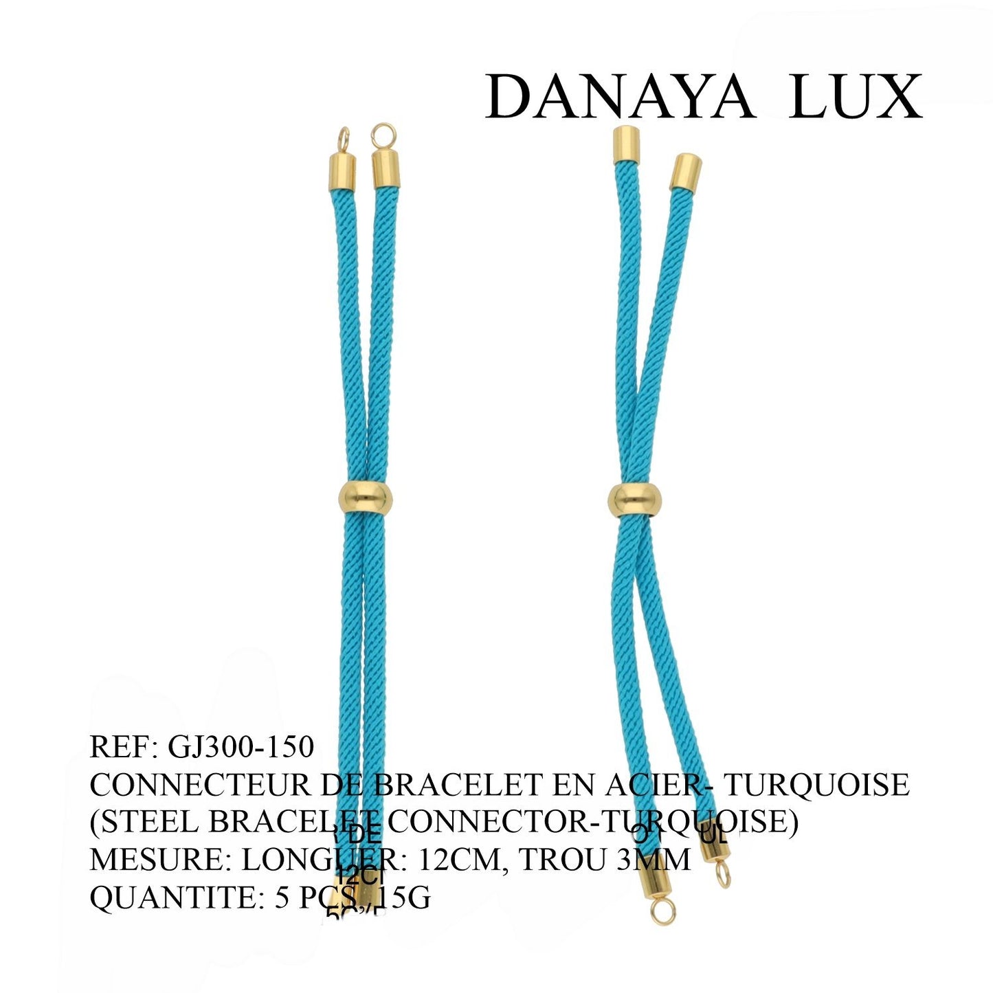 CONNECTEUR DE BRACELET EN ACIER TURQUOISE, LONG 12CM, QUANTITE.: 5U