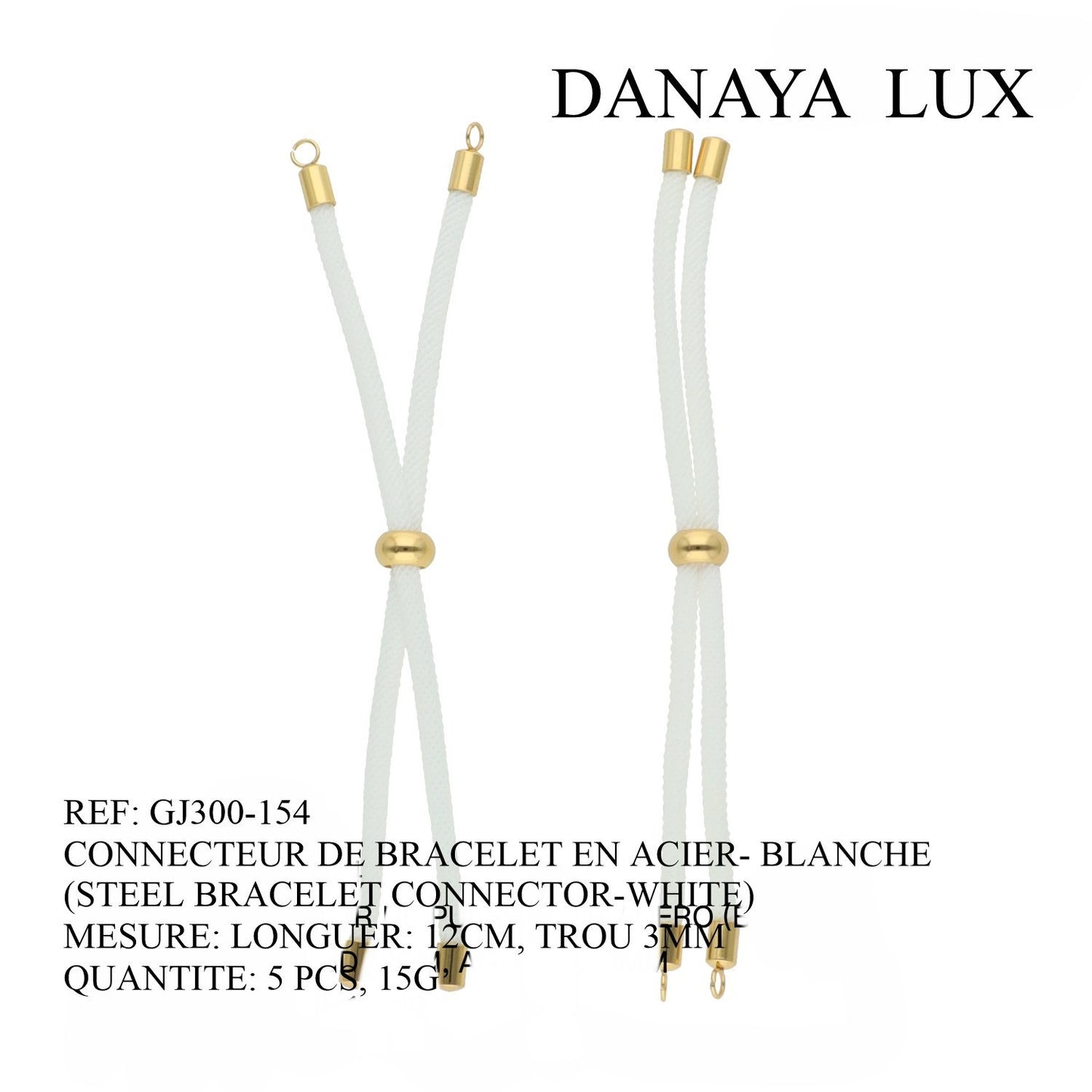 CONNECTEUR DE BRACELET EN ACIER BLANCHE, LONG 12CM, QUANTITE.: 5U