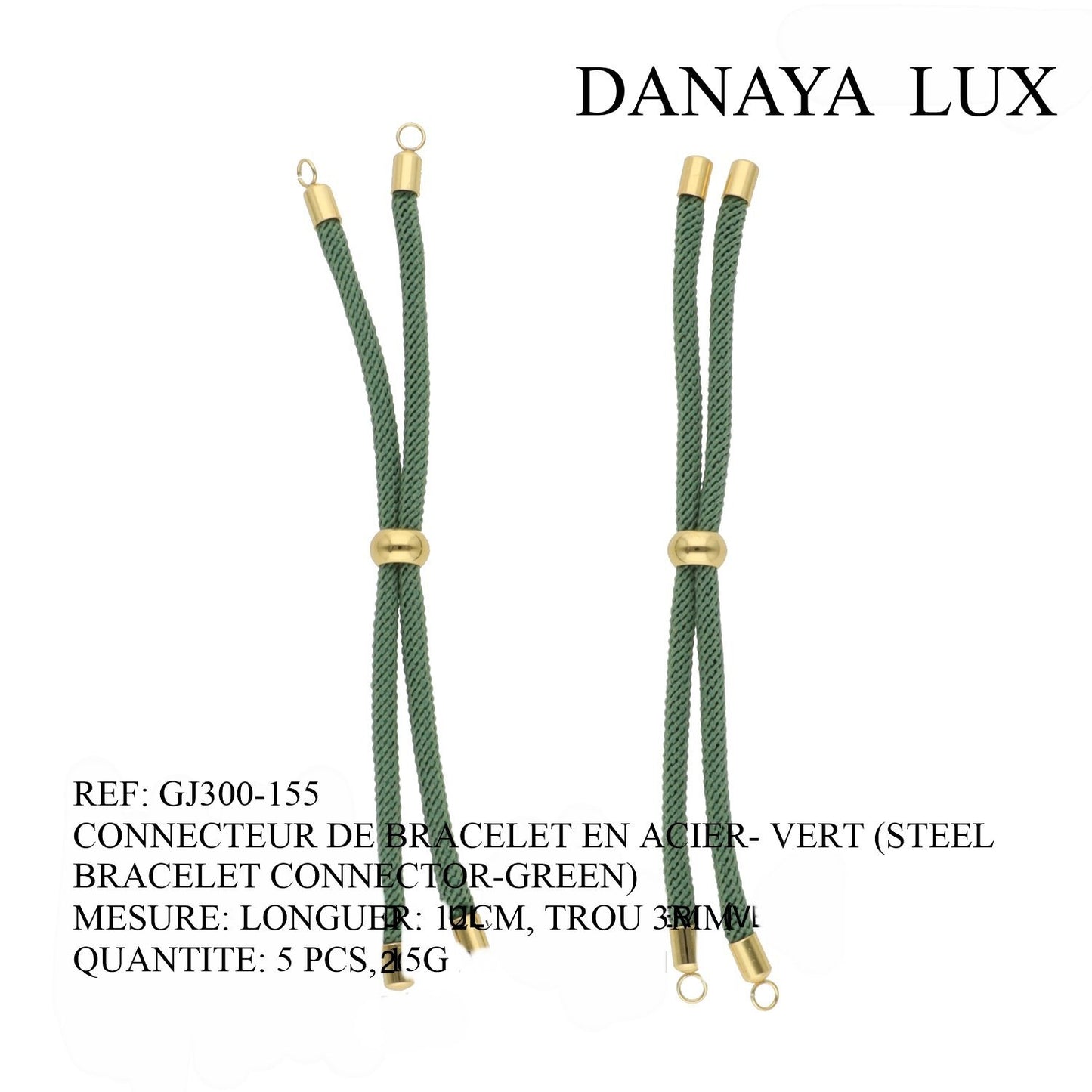 CONECTOR DE PULSERA EN ACIER VERT, LARGO 12CM, CANTIDAD: 5U
