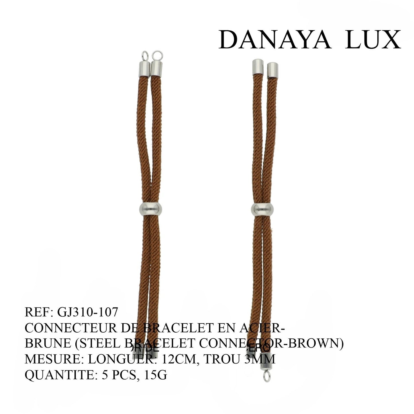 CONNECTEUR DE BRACELET EN ACIER BRUN, LONG 12CM, QUANTITE.: 5U