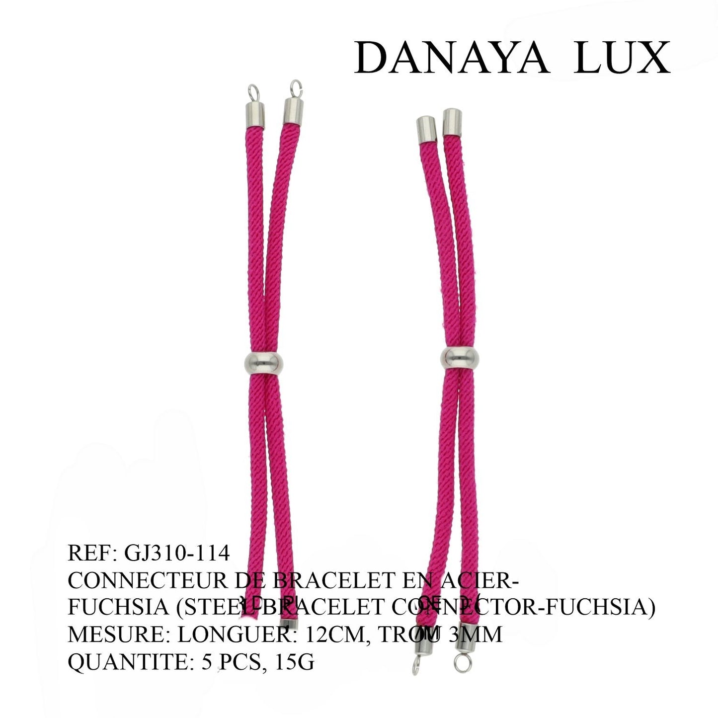 CONNECTEUR DE BRACELET EN ACIER FUCHSIA, LONG 12CM, QUANTITE.: 5U