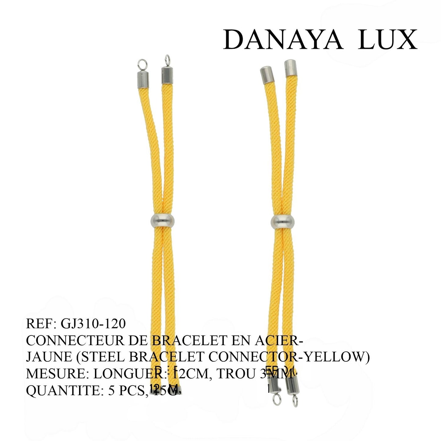 CONNECTEUR DE BRACELET EN ACIER JAUNE, LONG 12CM, QUANTITE.: 5U
