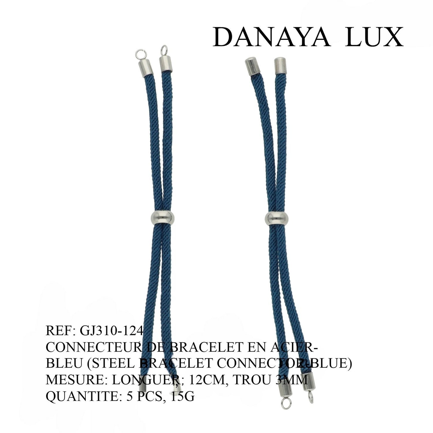 CONNECTEUR DE BRACELET EN ACIER BLEU, LONG 12CM, QUANTITE.: 5U
