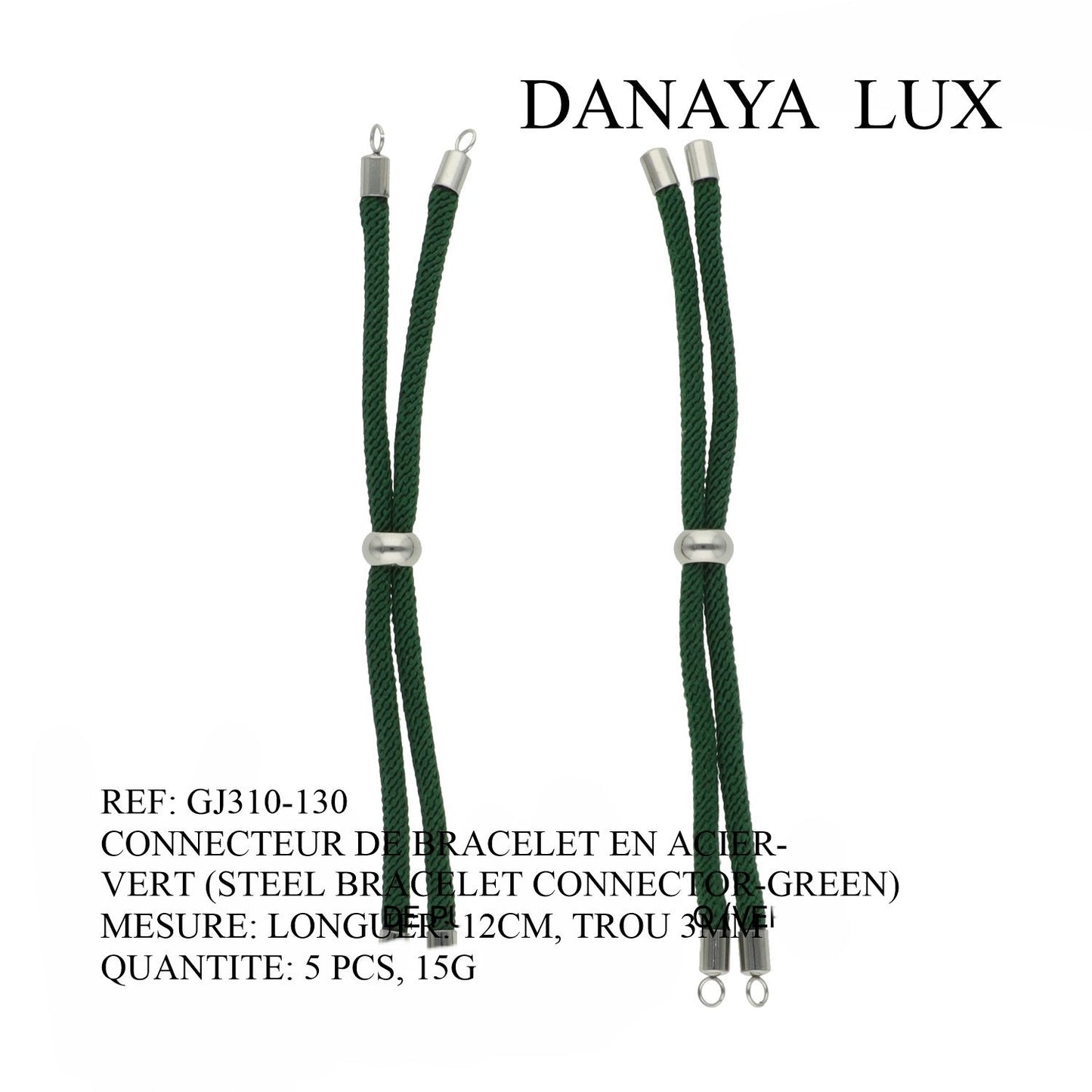 CONECTOR DE PULSERA EN ACIER VERT, LARGO 12CM, CANTIDAD: 5U