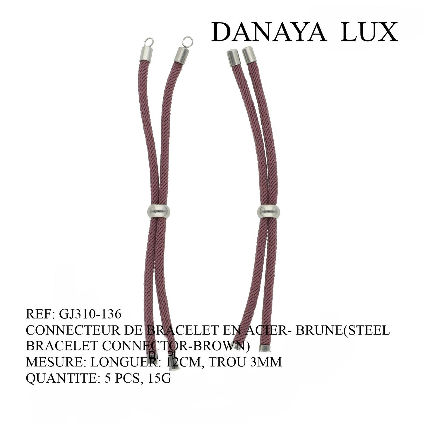 CONNECTEUR DE BRACELET EN ACIER BRUN, LONG 12CM, QUANTITE.: 5U