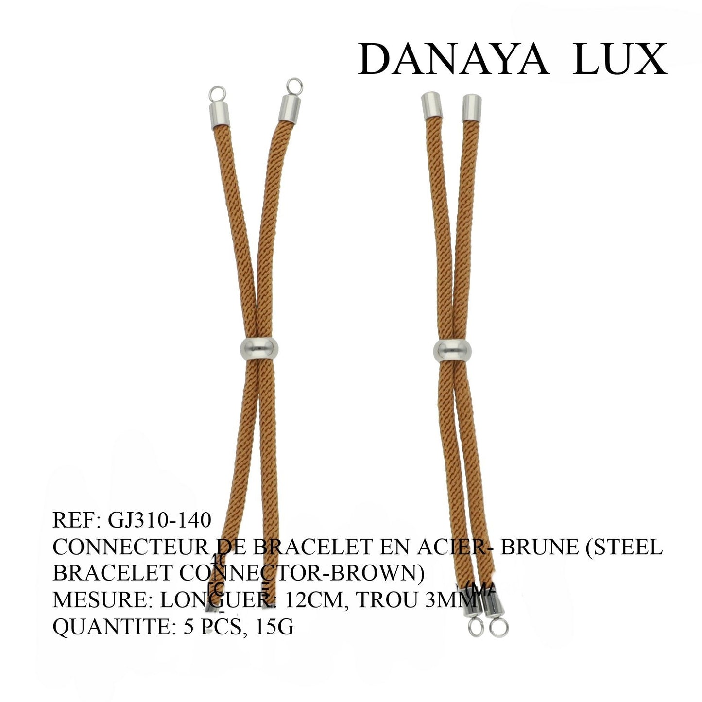 CONECTOR DE PULSERA EN ACIER MARRÓN, LARGO 12CM, CANTIDAD.: 5U