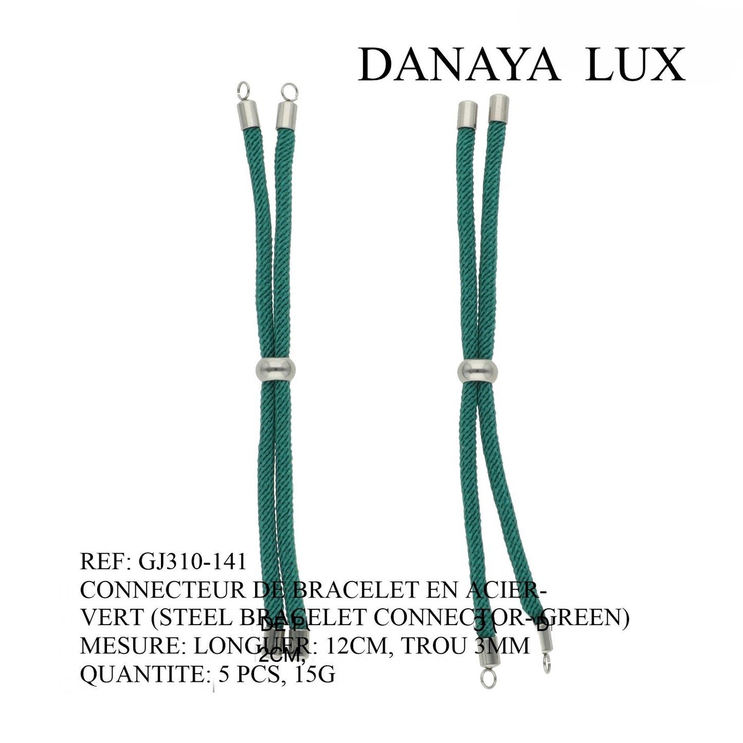 CONECTOR DE PULSERA EN ACIER VERT, LARGO 12CM, CANTIDAD: 5U