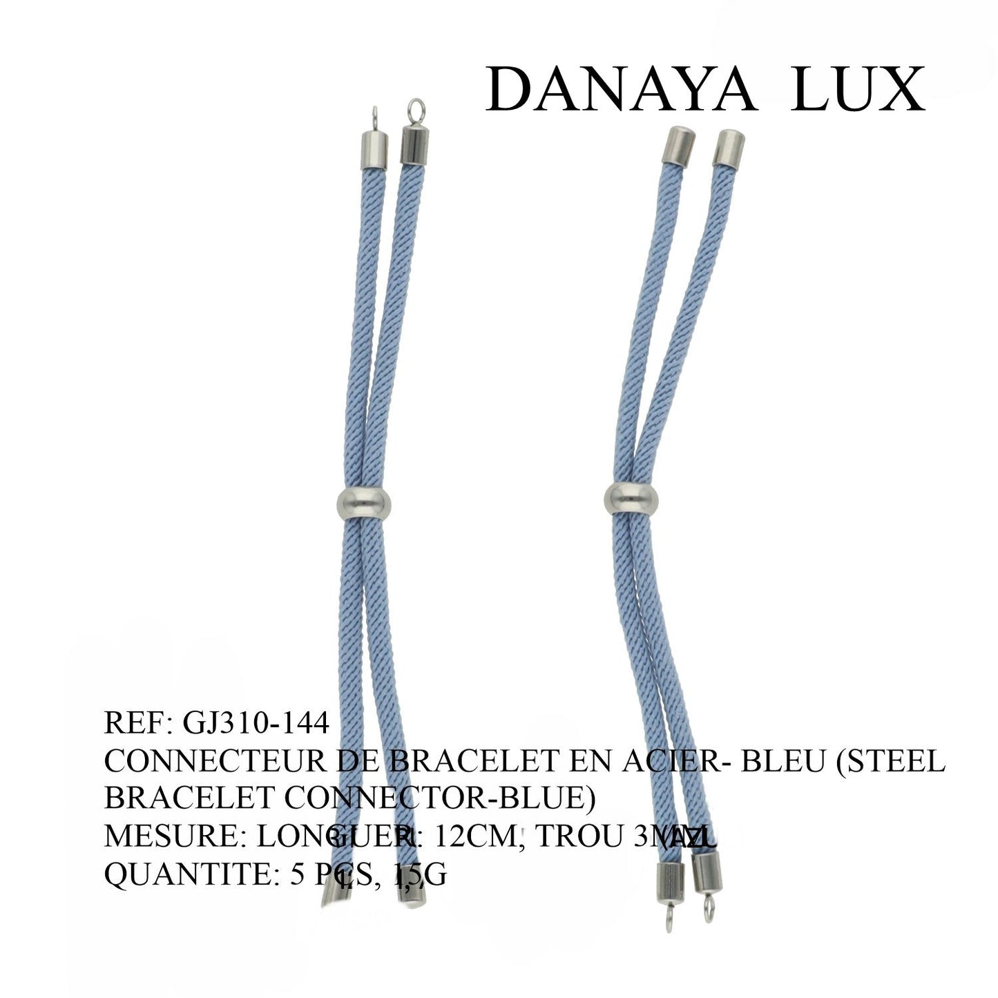CONECTOR DE PULSERA EN ACIER BLEU, LARGO 12CM, CANTIDAD: 5U