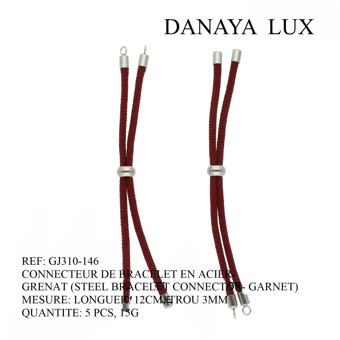 CONECTOR DE PULSERA EN ACIER GRANATE, LARGO 12CM, CANTIDAD.: 5U