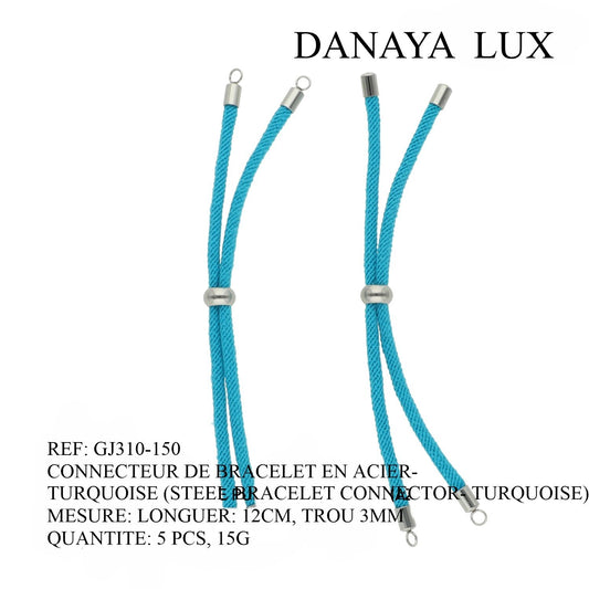 CONNECTEUR DE BRACELET EN ACIER TURQUOISE, LONG 12CM, QUANTITE.: 5U