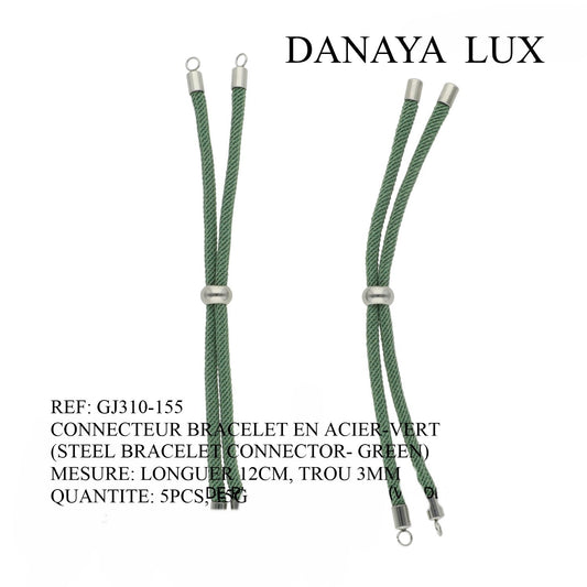 CONNECTEUR DE BRACELET EN ACIER VERT, LONG 12CM, QUANTITE.: 5U