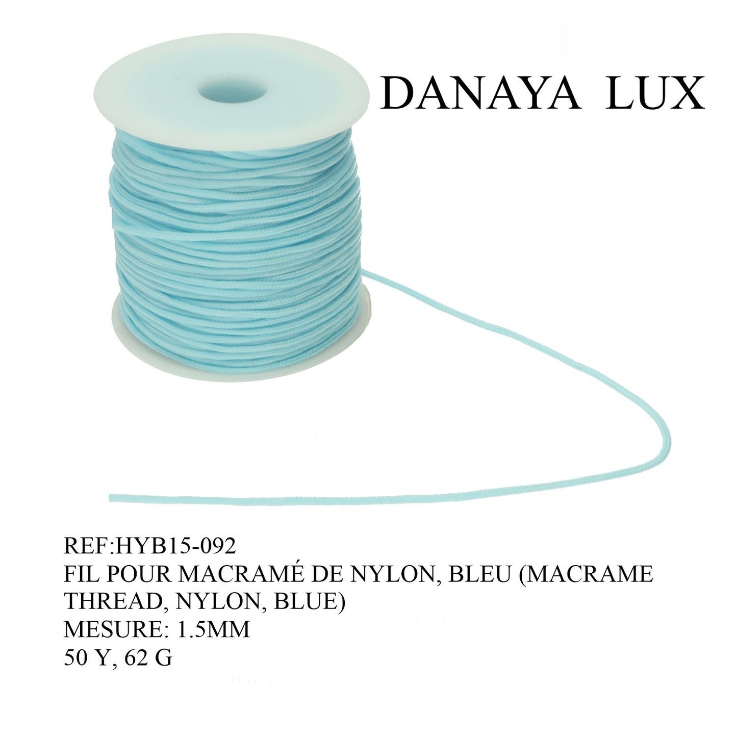 FIL POUR MACRAME DE NYLON, BLEU 1.5MM