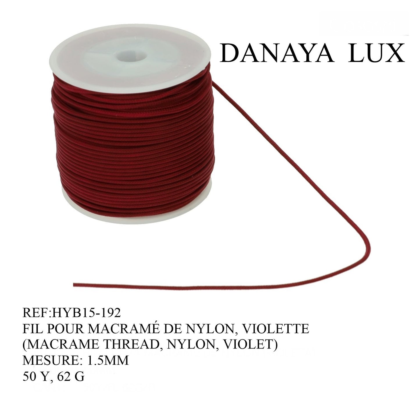 FIL POUR MACRAME DE NYLON,  VIOLETTE 1.5MM