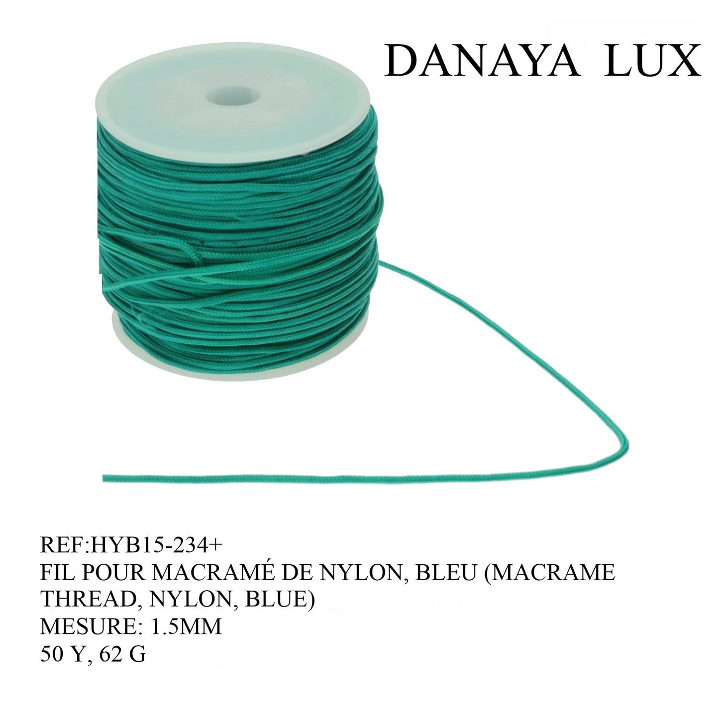 FIL POUR MACRAMÉ DE NYLON, BLEU 1.5MM