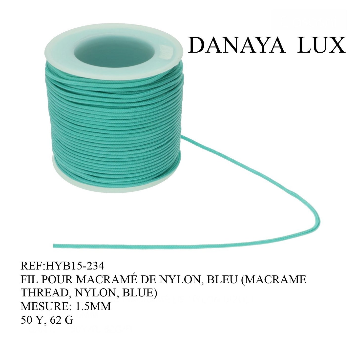 FIL POUR MACRAME DE NYLON, BLEU 1.5MM