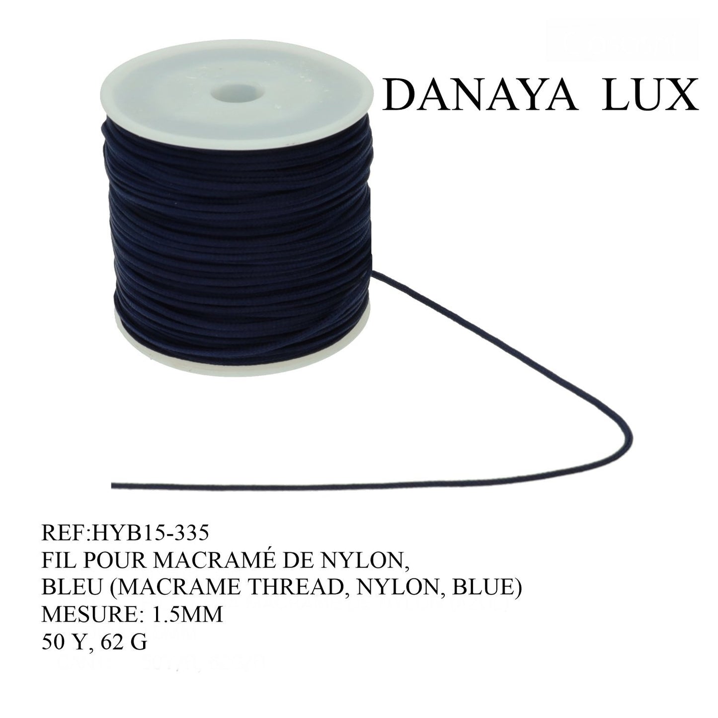 FIL POUR MACRAME DE NYLON, BLEU 1.5MM