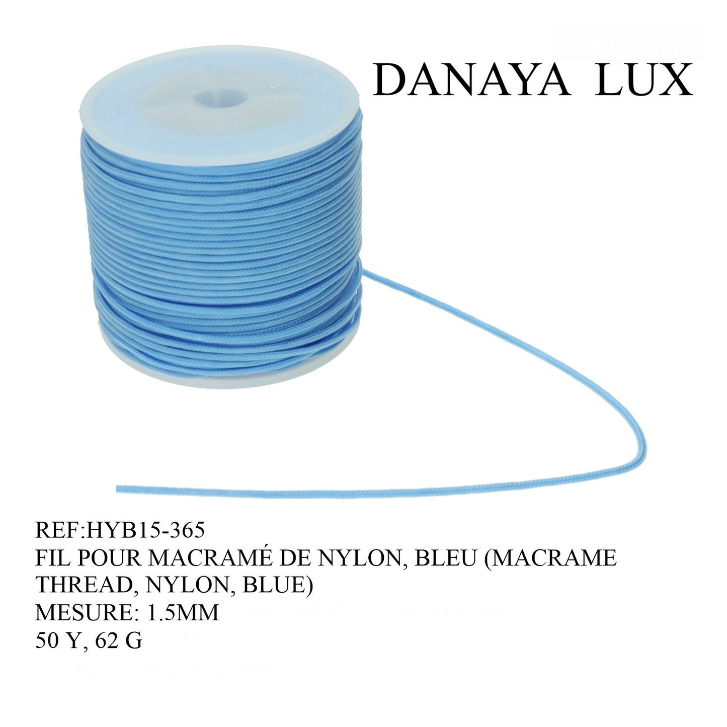FIL POUR MACRAME DE NYLON, BLEU 1.5MM