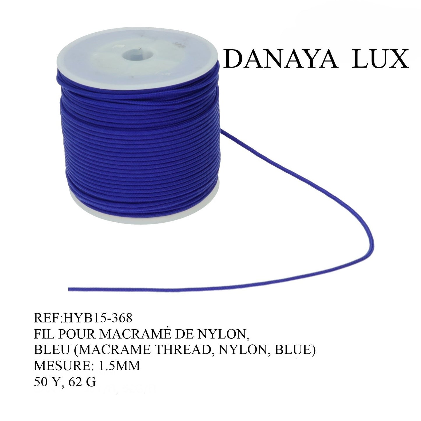 FIL POUR MACRAME DE NYLON, BLEU 1.5MM