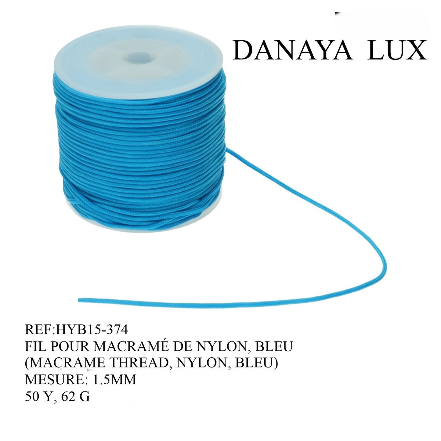 FIL POUR MACRAME DE NYLON, BLEU 1.5MM