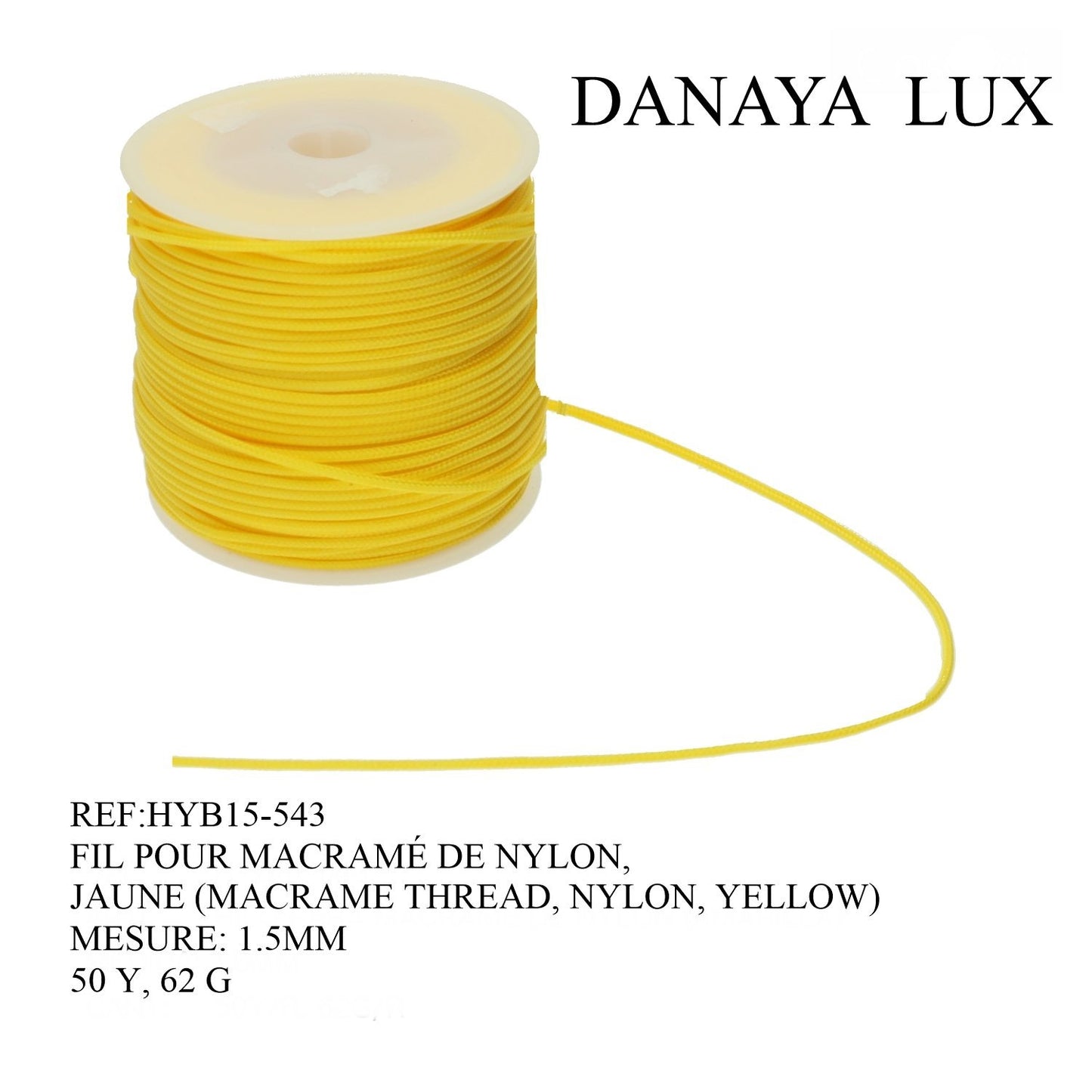FIL POUR MACRAMÉ DE NYLON, JAUNE 1.5MM