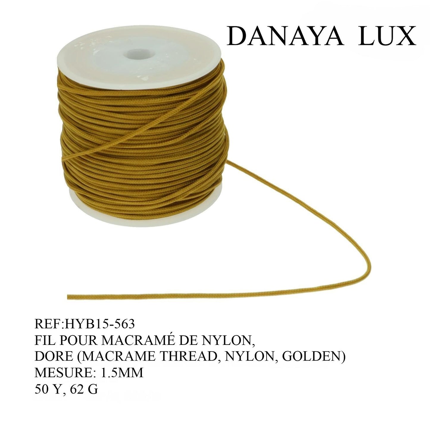 FIL POUR MACRAME DE NYLON, DORE 1.5MM