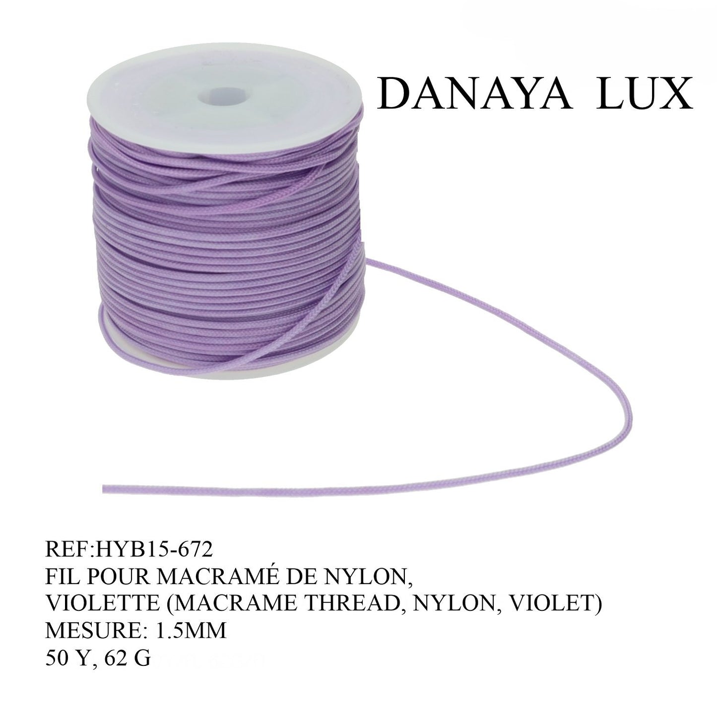 FIL POUR MACRAMÉ DE NYLON, VIOLETTE 1.5MM